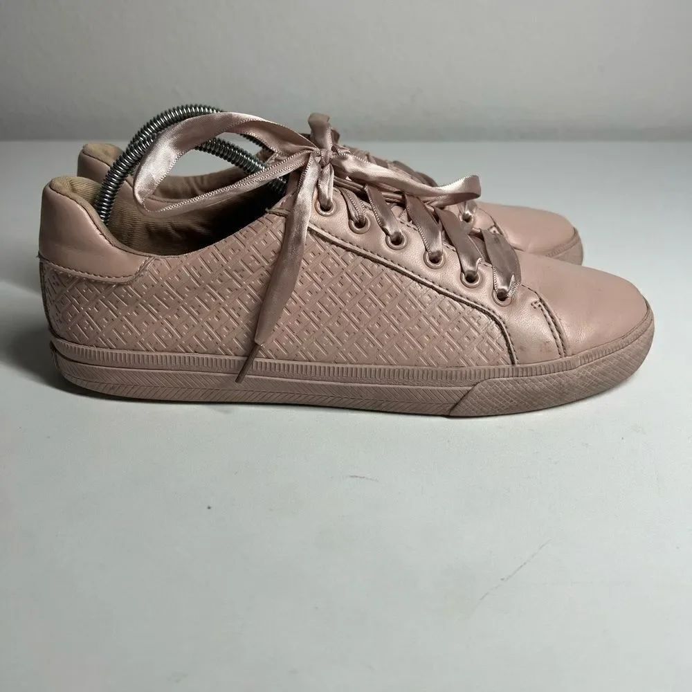 Tommy Hilfiger Pink Women's Tennis Shoes Size 8M Leather Sole w Faux Leather